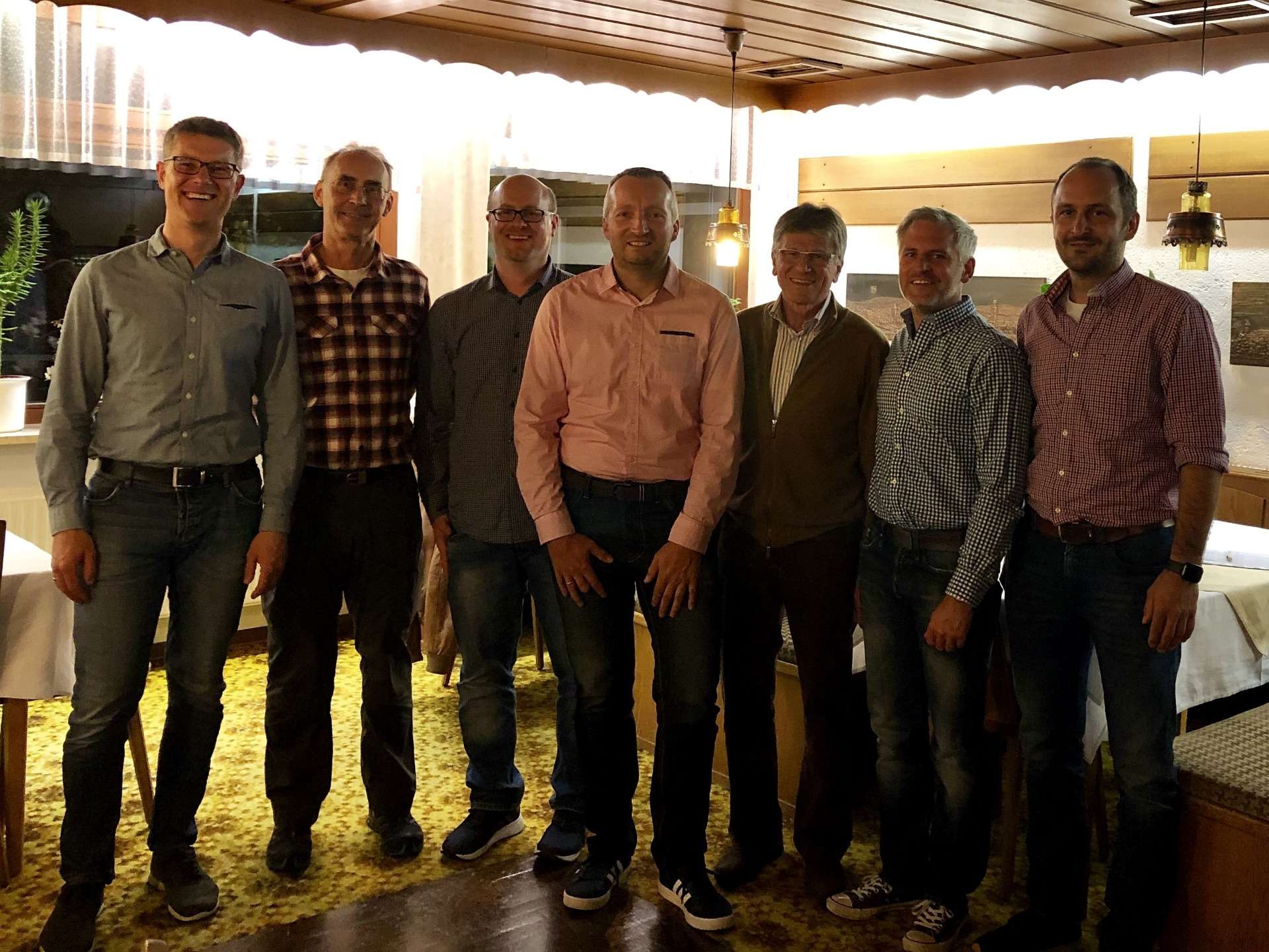 Vorstandschaft 2019: (v. l.) Manfred Göhl, Alfred Schöberl, Jürgen Mark, Andreas Ackermann, Rudi Trummer, Frank Kiener, Matthias Ziegler (es fehlt: Stefan Schnurrer)